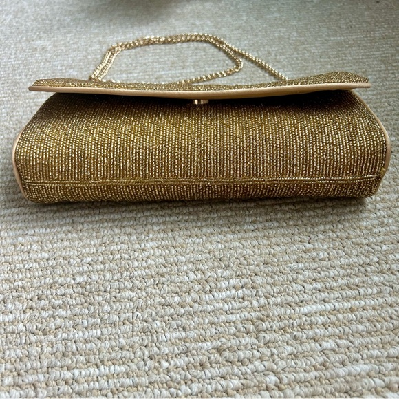 EUC J. Crew Florence Convertible Gold Beaded Clutch Crossbody Chain Evening Bag - Picture 9 of 11